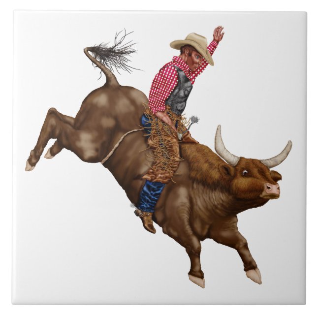 Carreau Vintage bull équitation cowboy (Devant)