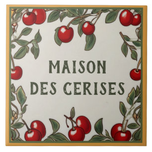 Carreau Vintage Cherry Custom House Nom Plaque Panneau