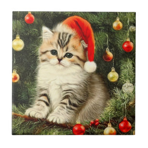 Carreau Vintage Christmas Kitten