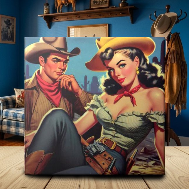 Carreau Vintage Cowboy et Cowgirl (Créateur téléchargé)