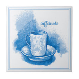 Carreau Vintage Delft Blue Art Nouveau Café Lover