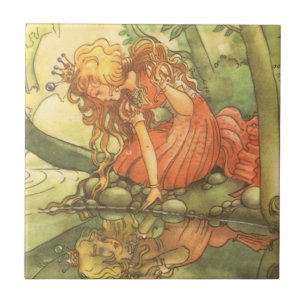 Carreau Vintage Fairy Tale, Frog Prince Princesse par Pond
