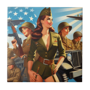 Carreau Vintage fille militaire