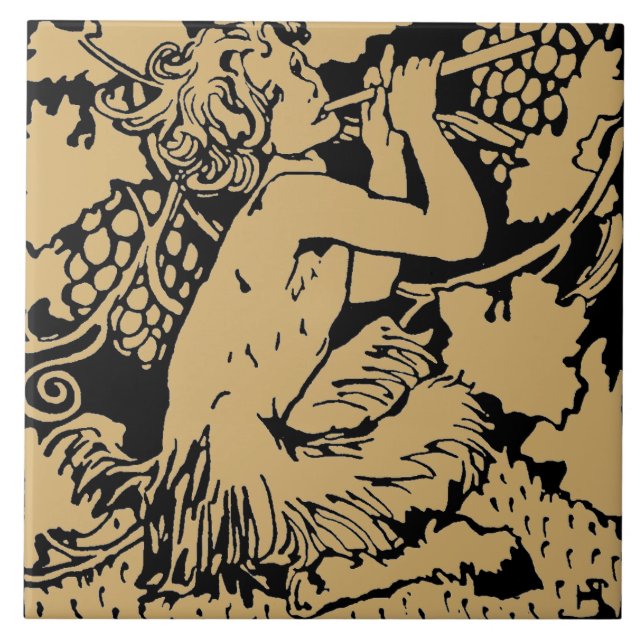 Carreau Vintage Flute dans la vigne de raisin (Devant)