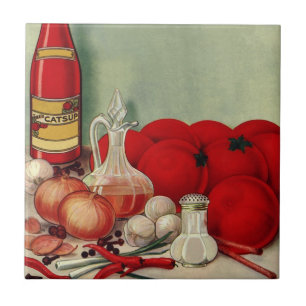 Carreau Vintage Italien Alimentation Tomate Onions Poivron