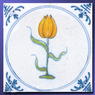 Carreau Vintage jaune Tulipe bleu blanc