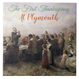 Carreau Vintage Le premier Thanksgiving à Plymouth