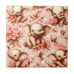 Carreau Vintage mignonne bébé éléphant Motif