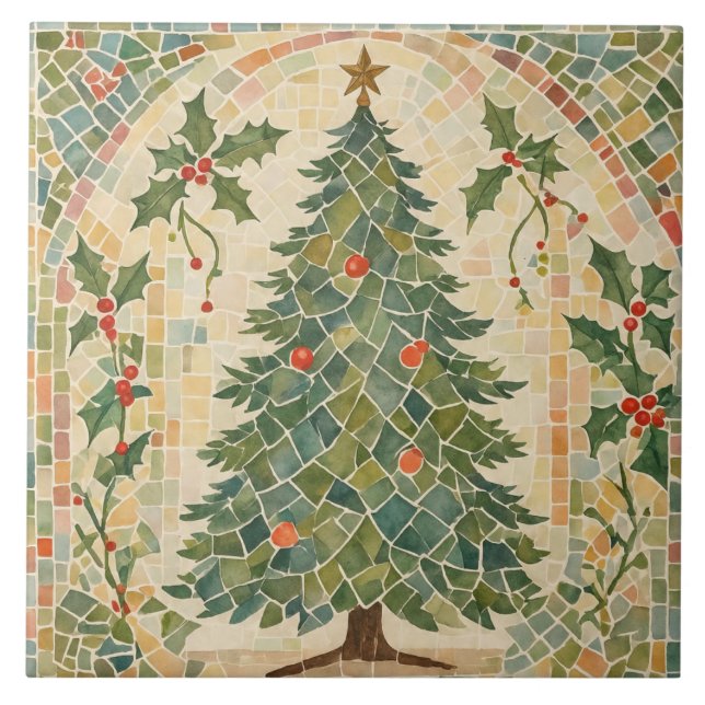 Carreau Vintage, mosaïque de Noël, Mag de Noël victorien (Devant)