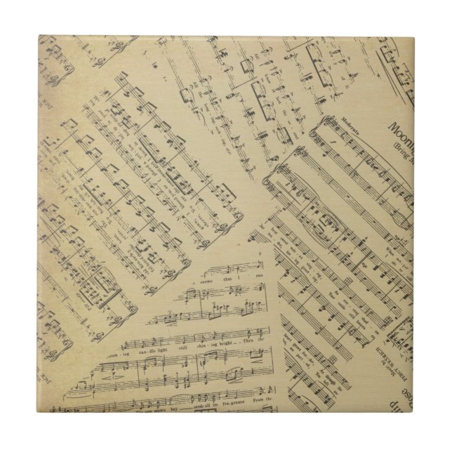 Carreau Vintage Partition note musicienne motif (Devant)