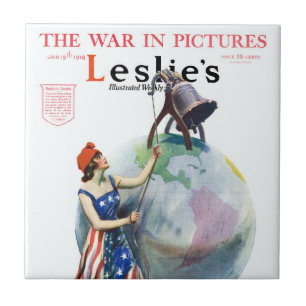 Carreau Vintage Patriotique Lady Liberty Magazine Couvertu