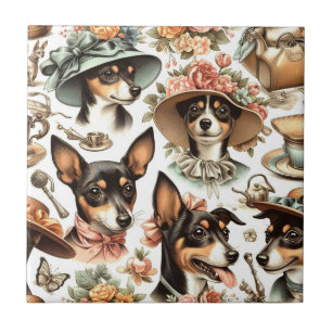 Carreau Vintage Rat Terrier sans fil