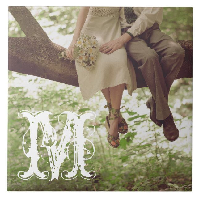 Carreau Vintage Romance Love Couple Monogramme Display Til (Devant)
