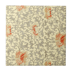 Carreau Vintage rose gris botanique