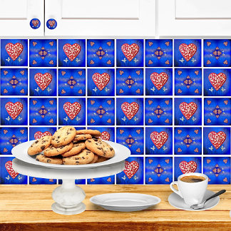 Carreau Vintage Rouge & Argent Milagro Coeur Avec Papillon