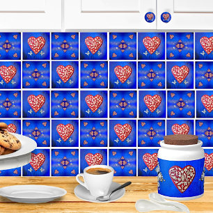 Carreau Vintage Rouge & Argent Milagro Coeur Avec Papillon