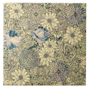 Carreau Vintage Sepia Floral