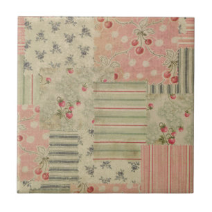 Carreau Vintage Shabby Chic Cherry Floral Découpage