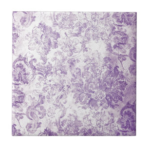 Carreau vintage shabby chic rose motif rose violet