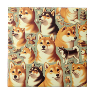 Carreau Vintage Shiba Inu Motif sans couture