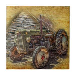Carreau Vintage tracteur de ferme Old Barn Shed