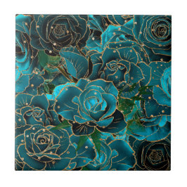 Carreau Vintage Turquoise Rose Parties scintillant or Glam