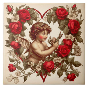 Carreau Vintage Valentine amour art cupide