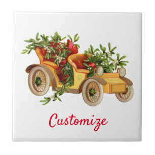 Carreau Vintage Voiture de Noël Mistletoe Thunder_Cove