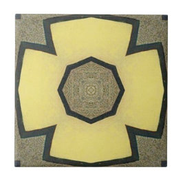 Carreau Vintage Yellow Geometric Symmetrical Flower
