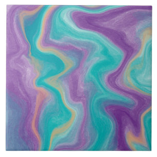 Carreau Violet, bleu et fluides Turquoises