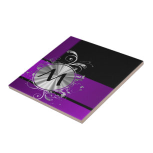 Carreau Violet foncé et monogramme