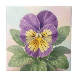 Carreau Violet Jaune Vibrant Fleur de Pensée Botanique