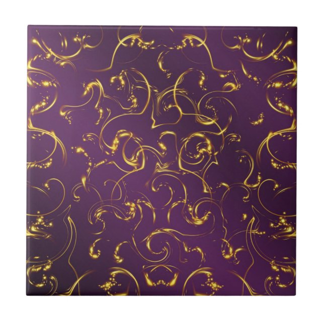Carreau violet, lilas, or, or, vibes, abstrait, (Devant)