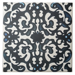 Carreau Violet noir et Turquoise sur style toscan blanc