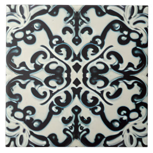 Carreau Violet noir et Turquoise sur style toscan blanc