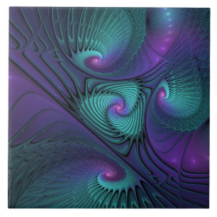 Carreau Violet Rencontre Turquoise Moderne Art Fractal Abs