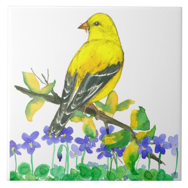 Carreau Violets violets American Goldfinch Bird Jaune (Devant)