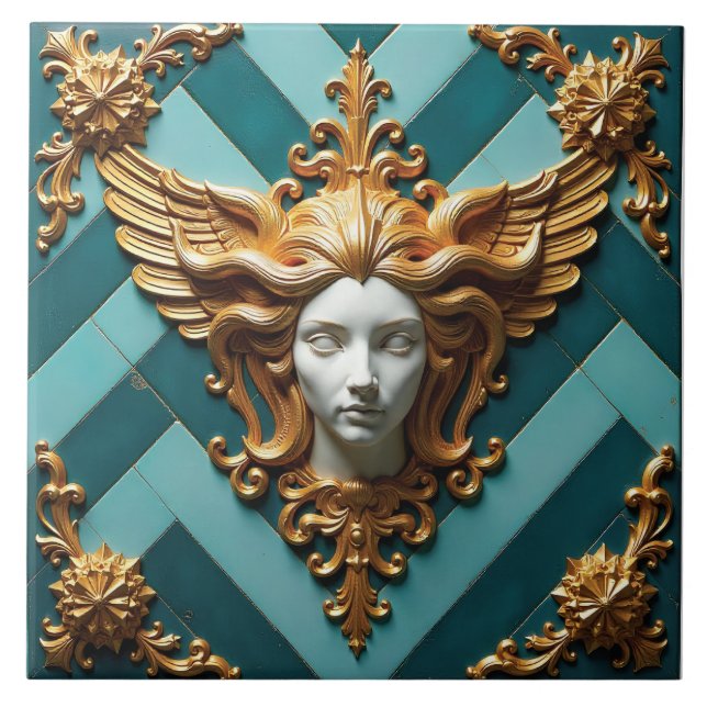 Carreau Visage ailé de Vesta (Devant)