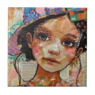 Carreau Visage de collage de scrapbook vintage (1)
