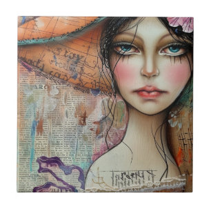 Carreau Visage de collage de scrapbook vintage (10)