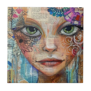 Carreau Visage de collage de scrapbook vintage (3)