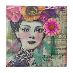 Carreau Visage de collage de scrapbook vintage (5)