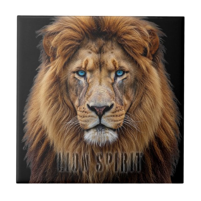 Carreau Visage de lion majestueux aux yeux bleus | Faune A (Devant)