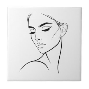 Carreau Visage esthétique féminin minimaliste abstrait lig