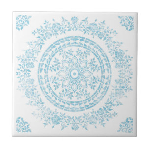 Carreau Vitoria Damask en céramique aqua