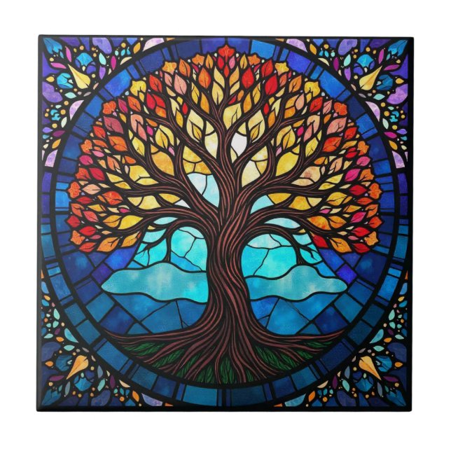 Carreau Vitrail Arbre de vie Carrelage céramique (Devant)