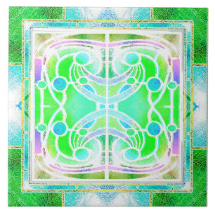 Carreau Vitrail de cathédrale de couleur vert menthe frais