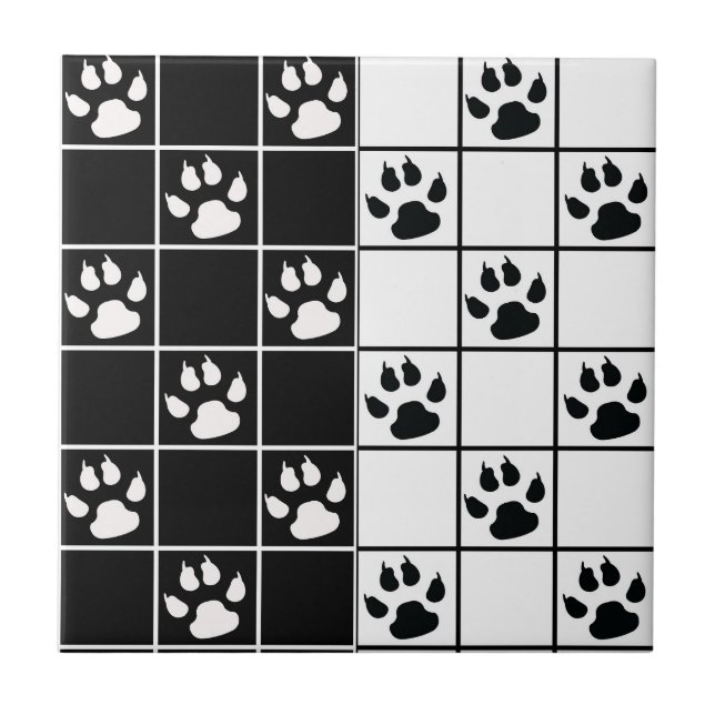 Carreau Vitre blanche noire Cute Paw Plaid (Devant)