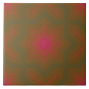 Carreau Viva Magenta Fir Green Stars Motif