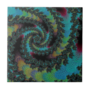 Carreau Vivid Colorful Pinwheel Tapis Fractal Abstrait